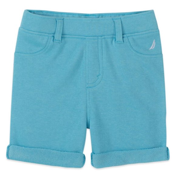 NAUTICA Girls Pull On Stretch Shorts 5 Aqua Blue NEW Elastic Waist NWT - Picture 1 of 6